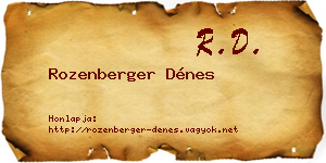 Rozenberger Dénes névjegykártya